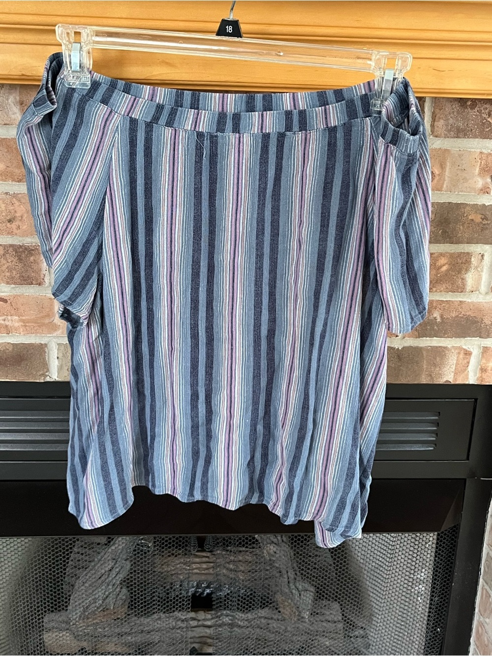 Maurices Blue and Purple Striped Off-Shoulder Top